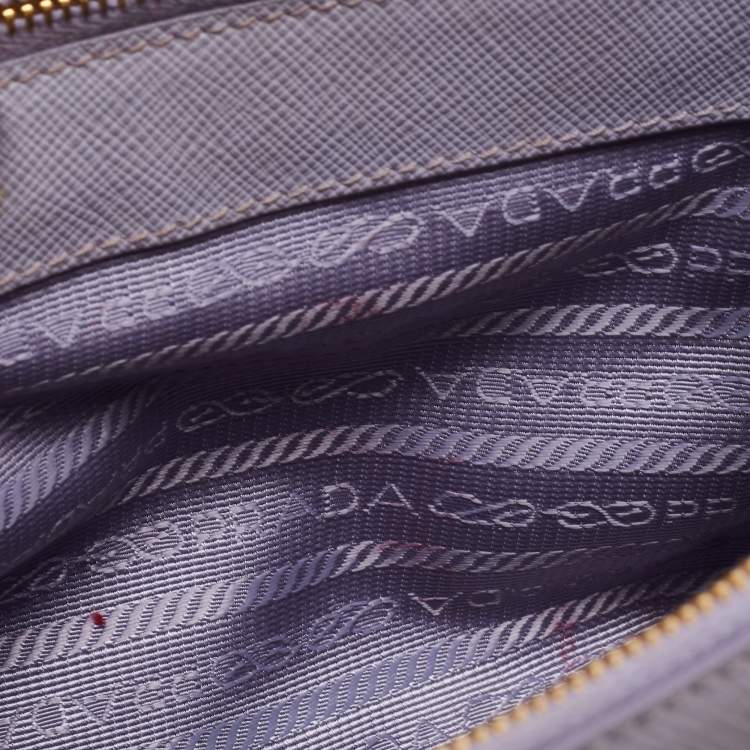 Pre Owned Prada Purple Saffiano Lux Leather Mini Galleria Double Zip Tote