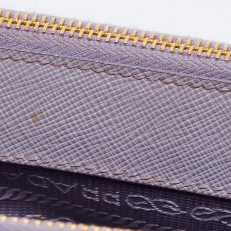 Pre Owned Prada Purple Saffiano Lux Leather Mini Galleria Double Zip Tote