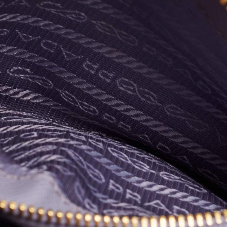 Pre Owned Prada Purple Saffiano Lux Leather Mini Galleria Double Zip Tote