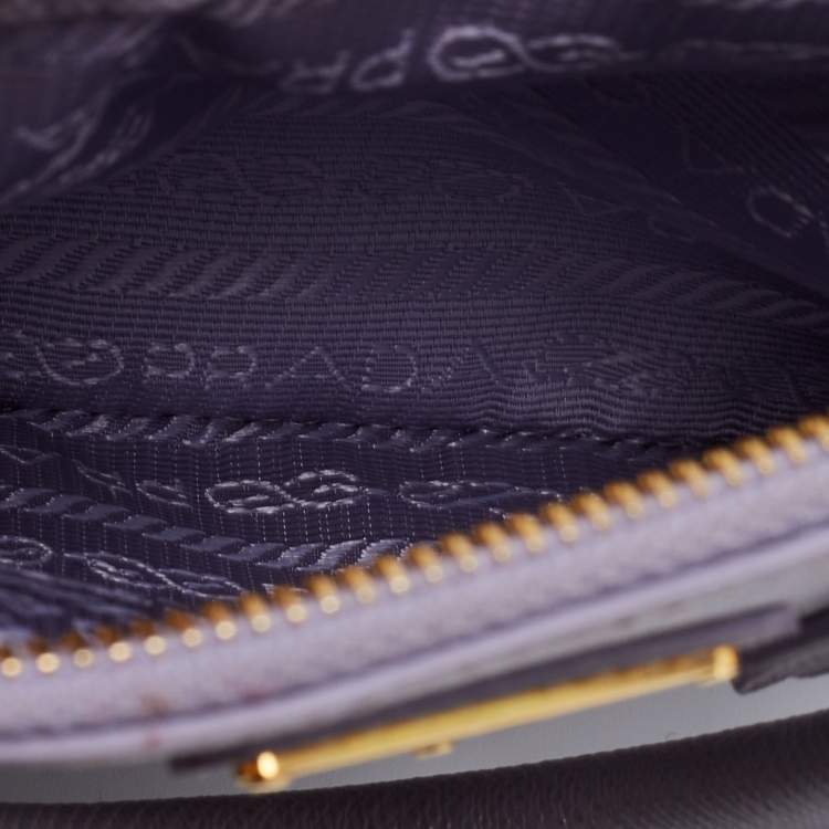 Pre Owned Prada Purple Saffiano Lux Leather Mini Galleria Double Zip Tote