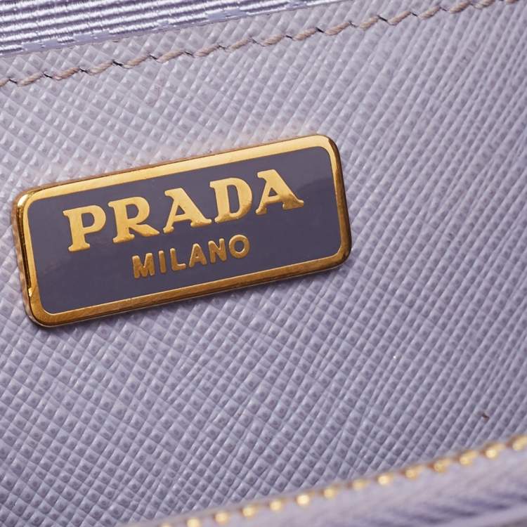Pre Owned Prada Purple Saffiano Lux Leather Mini Galleria Double Zip Tote