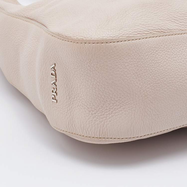 Pre Owned Prada Pale Pink Vitello Daino Leather Hobo