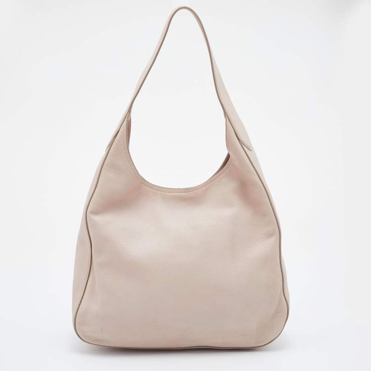 Pre Owned Prada Pale Pink Vitello Daino Leather Hobo