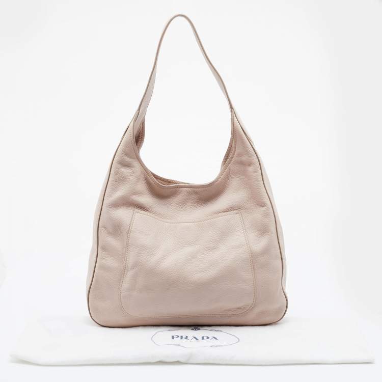 Pre Owned Prada Pale Pink Vitello Daino Leather Hobo