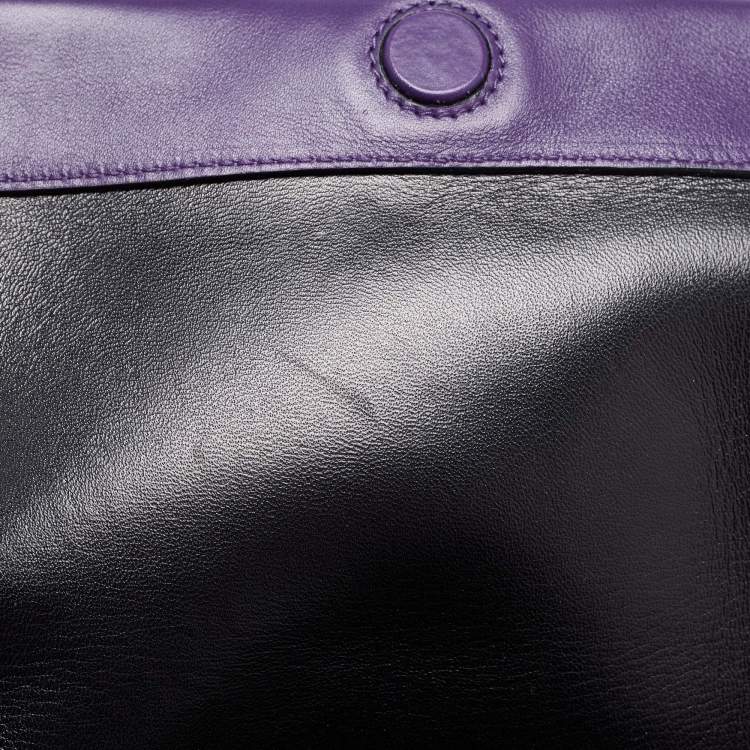 Pre Owned Prada Purple City Leather Turnlock Top Handle Bag