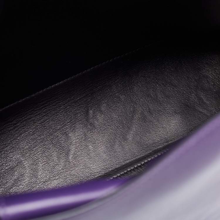 Pre Owned Prada Purple City Leather Turnlock Top Handle Bag