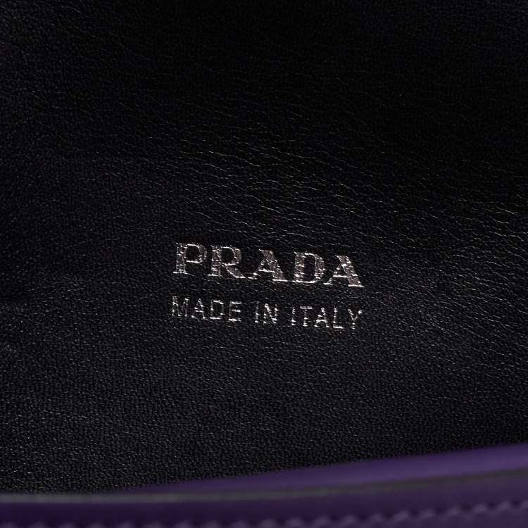 Pre Owned Prada Purple City Leather Turnlock Top Handle Bag