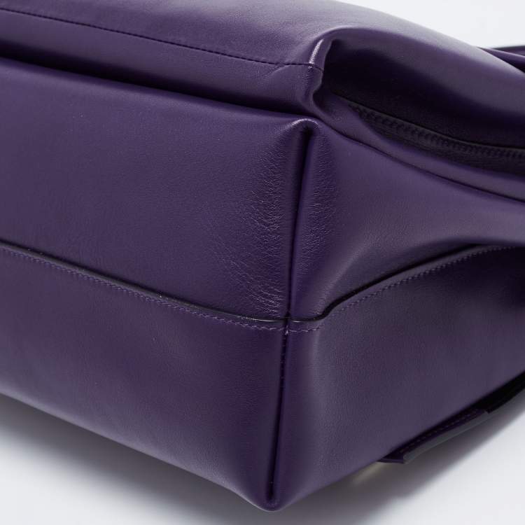 Pre Owned Prada Purple City Leather Turnlock Top Handle Bag