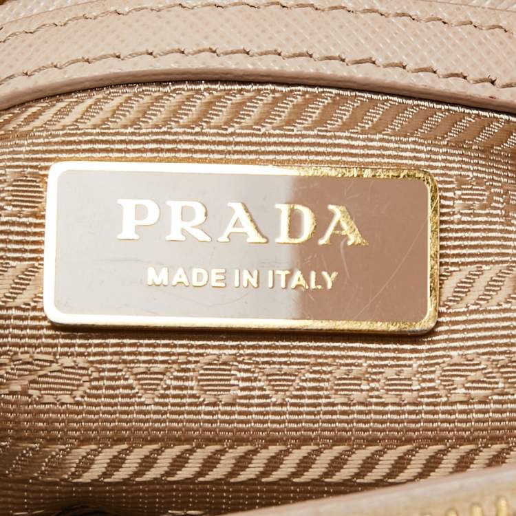 Pre Owned Prada Beige Saffiano Lux Leather Small Galleria Double Zip Tote 