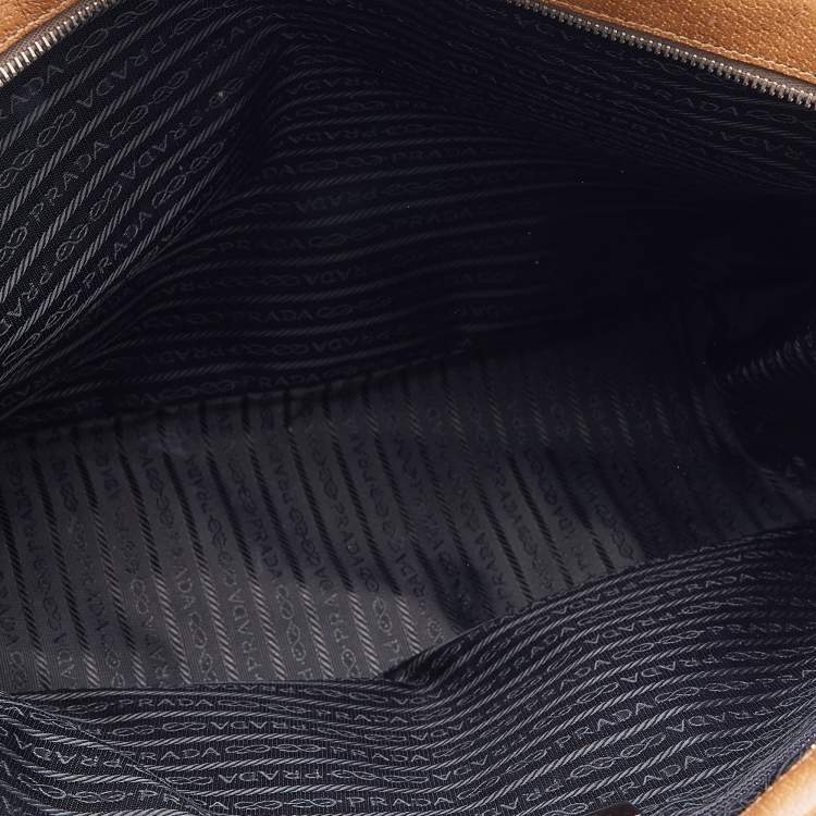Pre Owned Prada Light Brown Leather Boston Bag