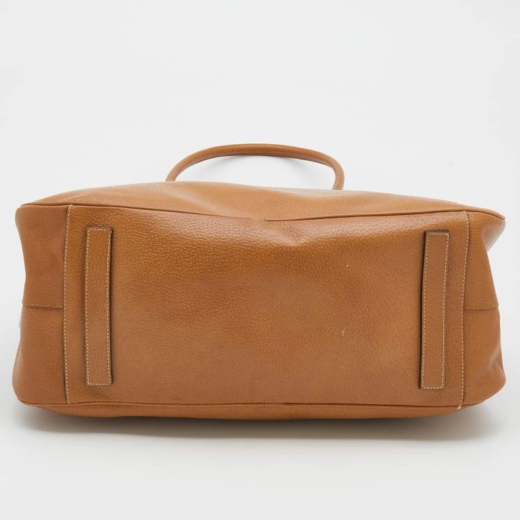Pre Owned Prada Light Brown Leather Boston Bag