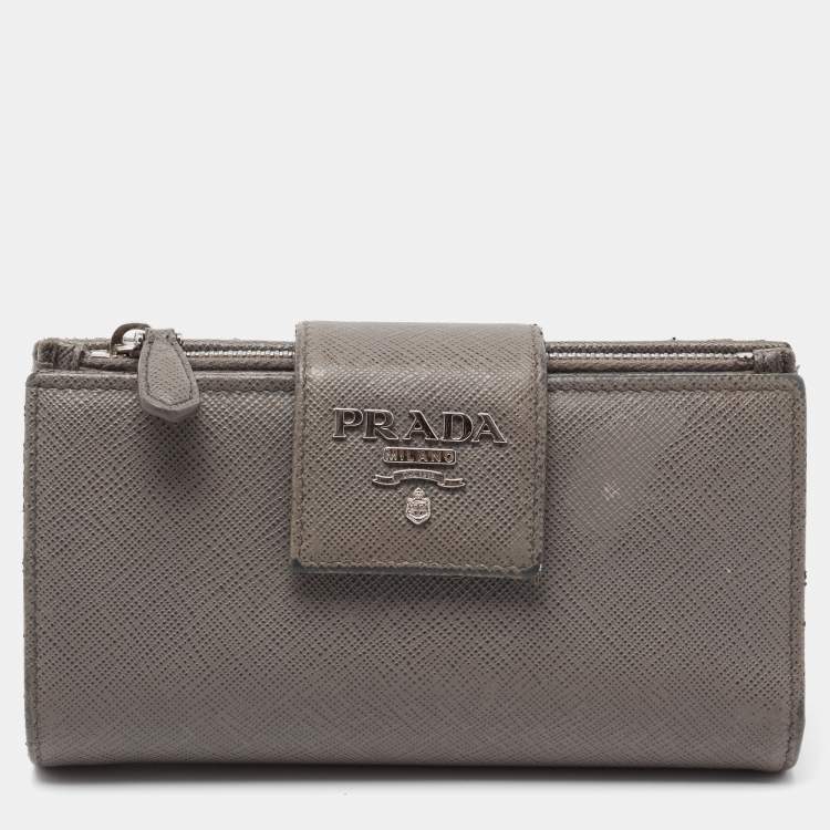 Prada Grey Saffiano Leather Flap Continental Wallet Prada | TLC