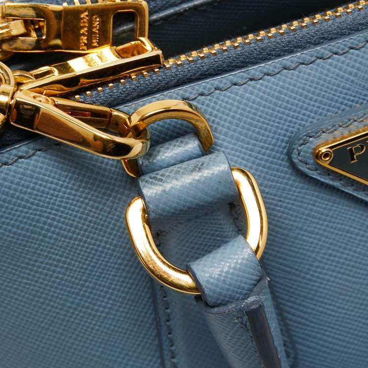 Pre Owned Prada Blue Saffiano Lux Leather Mini Galleria Tote