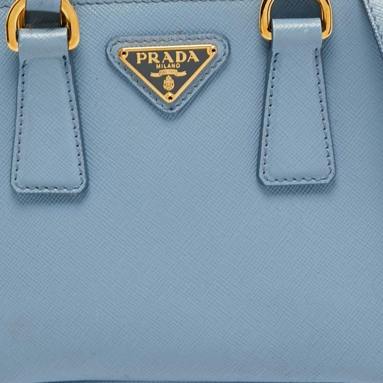 Pre Owned Prada Blue Saffiano Lux Leather Mini Galleria Tote