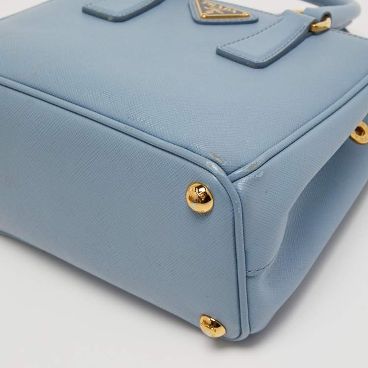 Pre Owned Prada Blue Saffiano Lux Leather Mini Galleria Tote