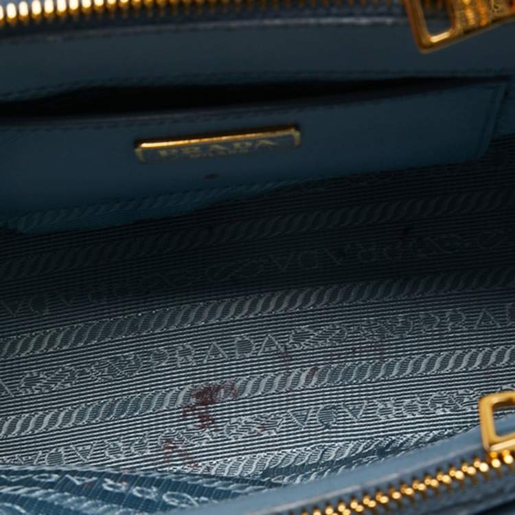 Pre Owned Prada Blue Saffiano Lux Leather Mini Galleria Tote