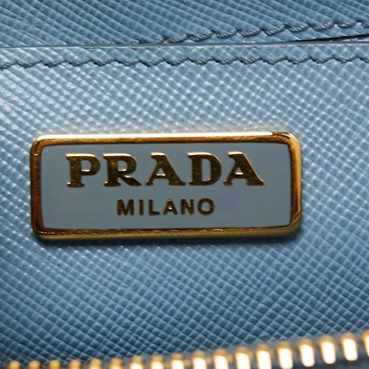 Pre Owned Prada Blue Saffiano Lux Leather Mini Galleria Tote