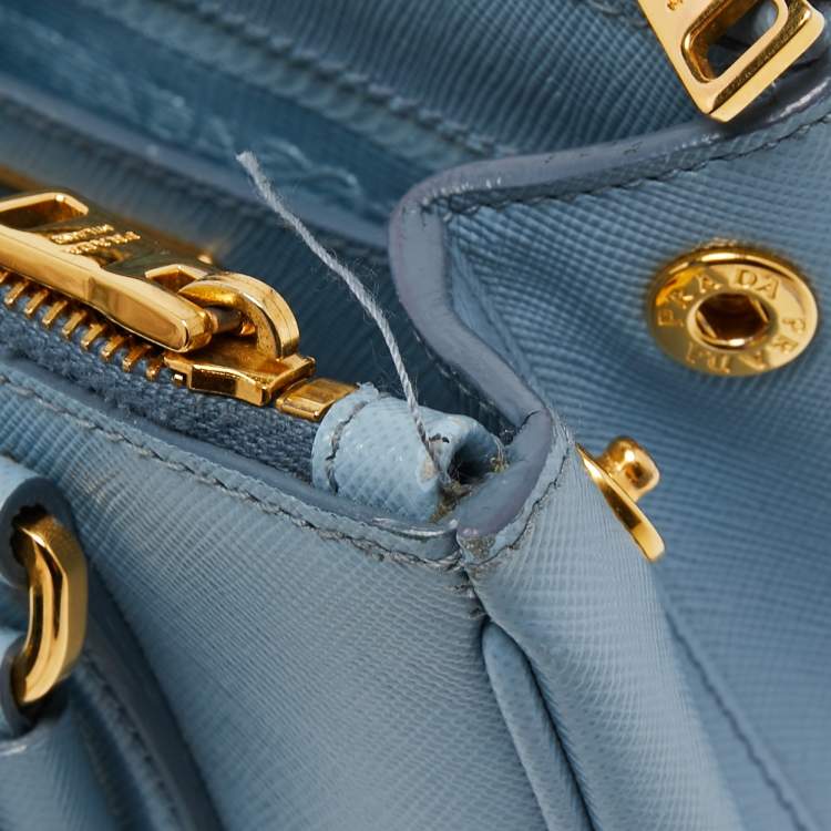 Pre Owned Prada Blue Saffiano Lux Leather Mini Galleria Tote