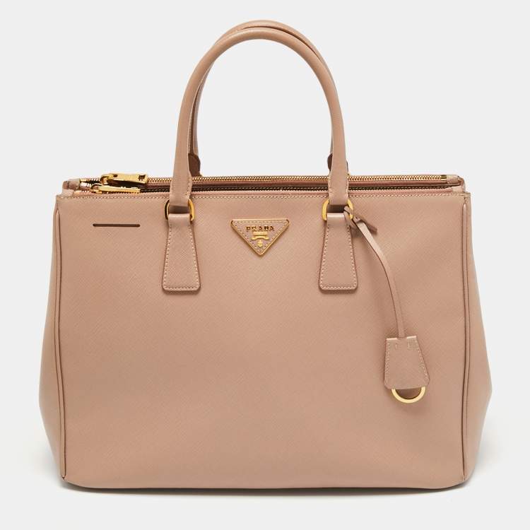 Pre Owned Prada Dusty Pink Saffiano Lux Leather Large Galleria Tote