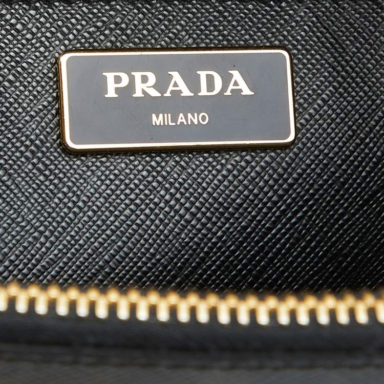 Pre Owned Prada Black Saffiano Lux Leather Large Galleria Double Zip Tote