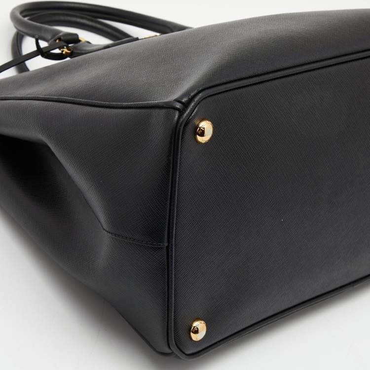 Pre Owned Prada Black Saffiano Lux Leather Large Galleria Double Zip Tote