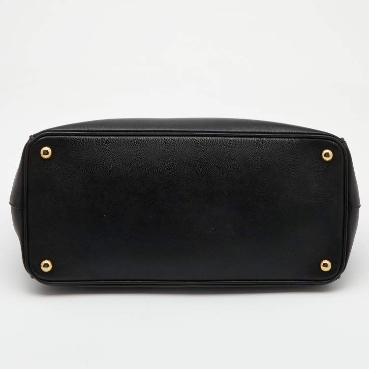 Pre Owned Prada Black Saffiano Lux Leather Large Galleria Double Zip Tote