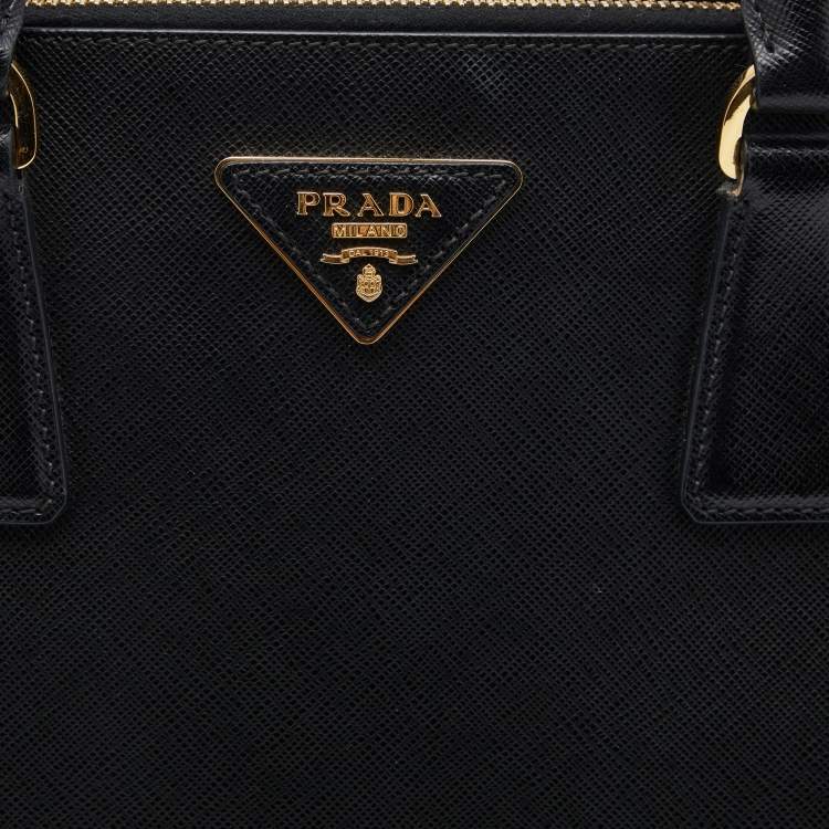 Pre Owned Prada Black Saffiano Lux Leather Large Galleria Double Zip Tote
