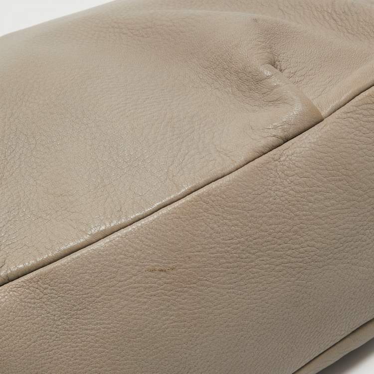 Pre Owned Prada Grey Vitello Daino Leather Large Side Pocket Zip Hobo