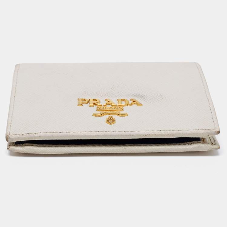 Pre Owned Prada White Saffiano Leather Bifold Wallet