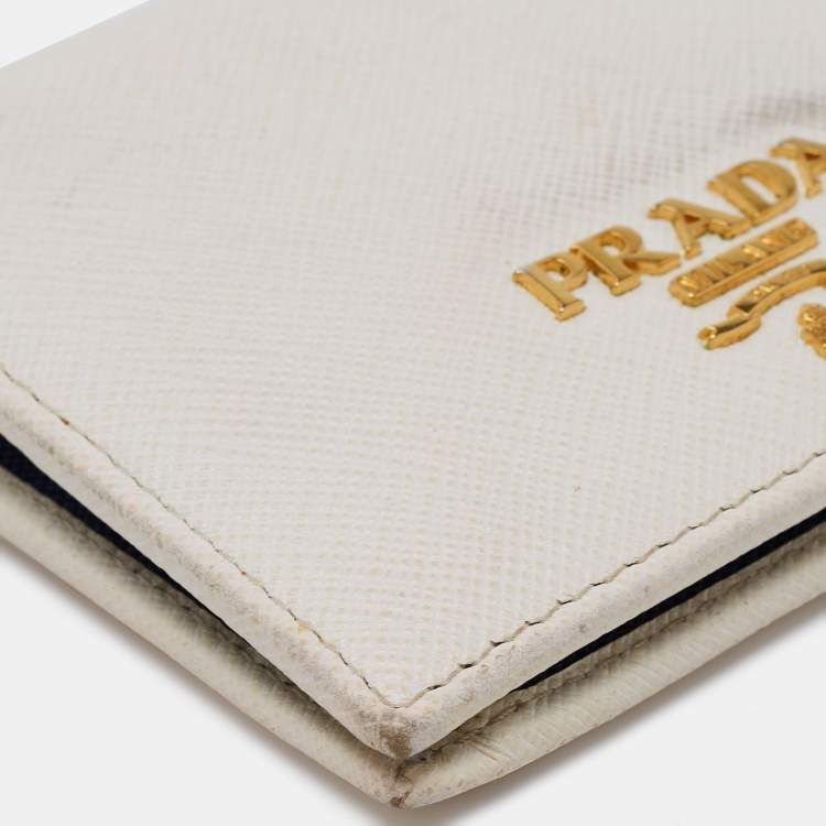 Pre Owned Prada White Saffiano Leather Bifold Wallet