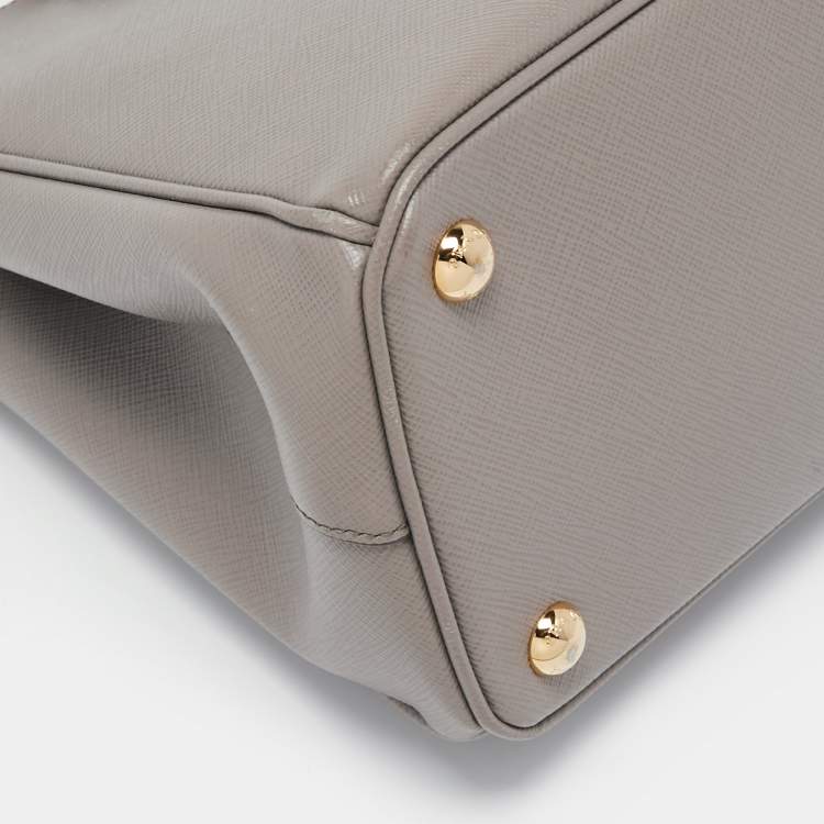 Pre Owned Prada Grey Saffiano Lux Leather Medium Galleria Tote