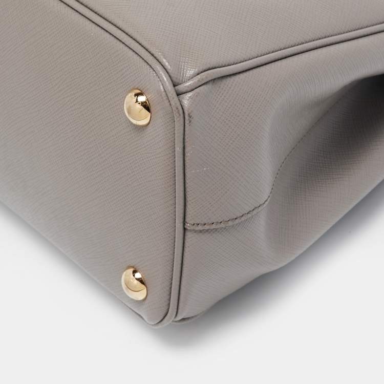 Pre Owned Prada Grey Saffiano Lux Leather Medium Galleria Tote