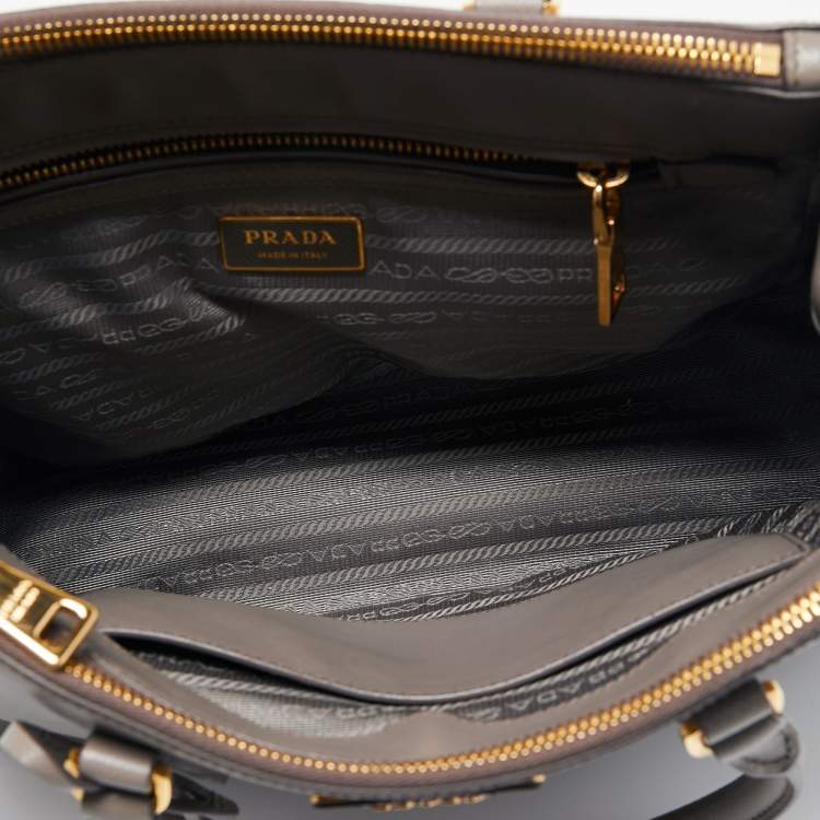 Pre Owned Prada Grey Saffiano Lux Leather Medium Galleria Tote