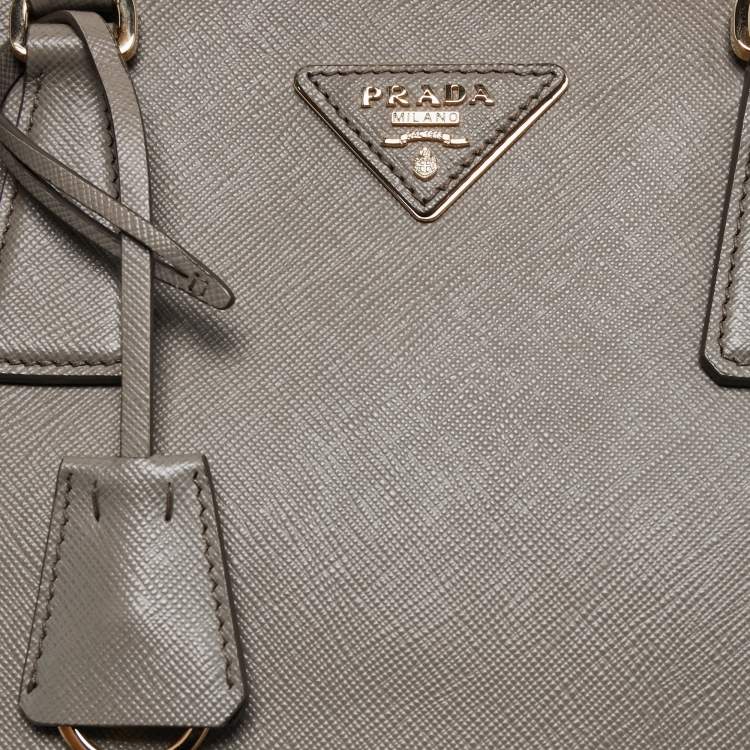 Pre Owned Prada Grey Saffiano Lux Leather Medium Galleria Tote