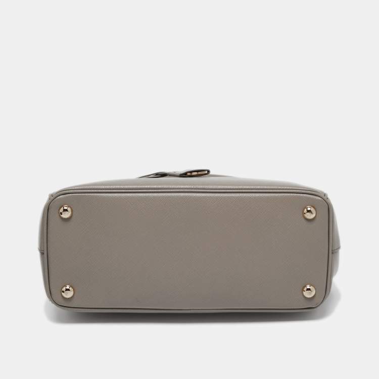Pre Owned Prada Grey Saffiano Lux Leather Medium Galleria Tote