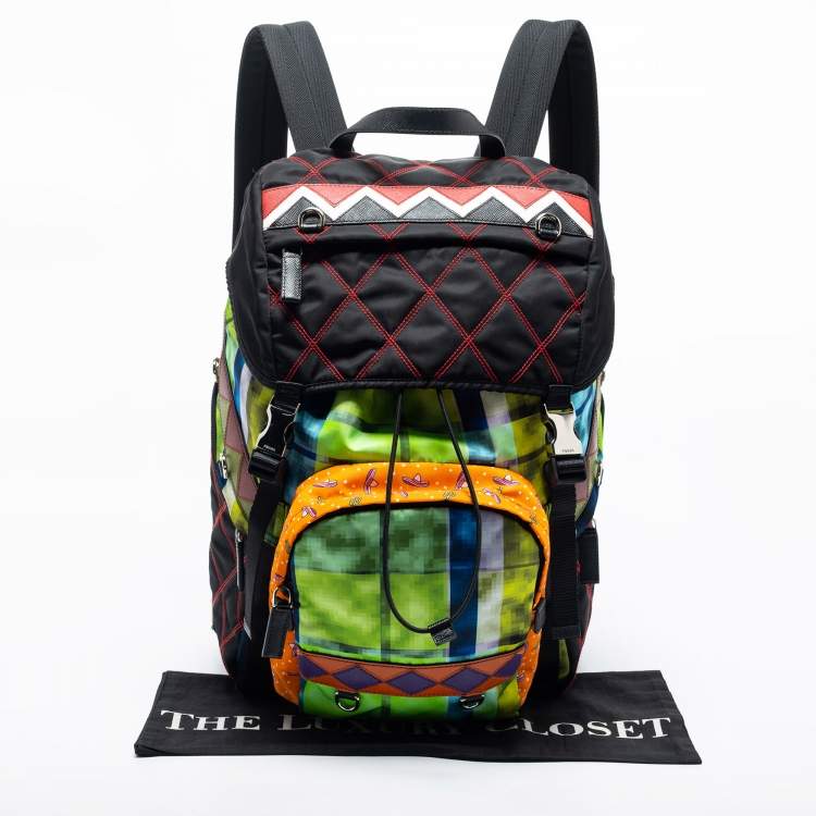 Pre Owned Prada Multicolor Printed Nylon Backpack