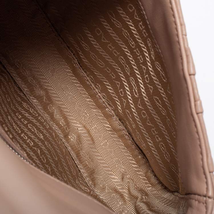 Pre Owned Prada Dusty Pink Gaufre Leather Small Flap Chain Shoulder Bag