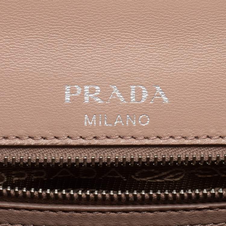 Pre Owned Prada Dusty Pink Gaufre Leather Small Flap Chain Shoulder Bag