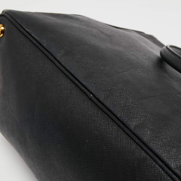 Pre Owned Prada Black Saffiano Lux Leather Large Galleria Double Zip Tote