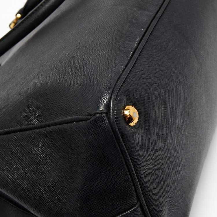 Pre Owned Prada Black Saffiano Lux Leather Large Galleria Double Zip Tote