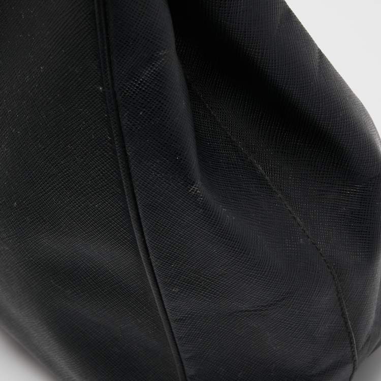 Pre Owned Prada Black Saffiano Lux Leather Large Galleria Double Zip Tote