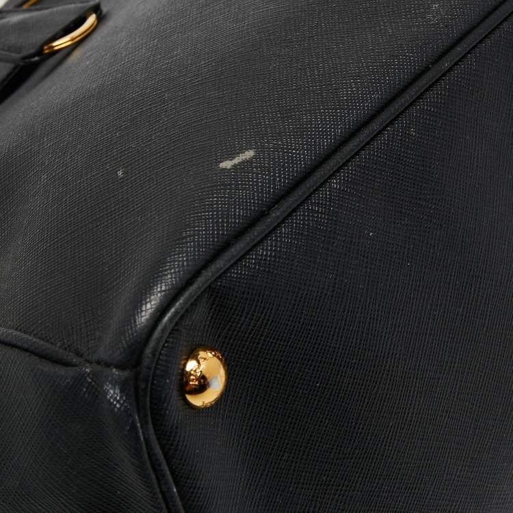 Pre Owned Prada Black Saffiano Lux Leather Large Galleria Double Zip Tote