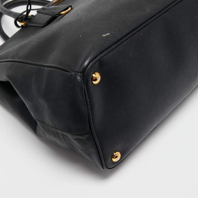Pre Owned Prada Black Saffiano Lux Leather Large Galleria Double Zip Tote