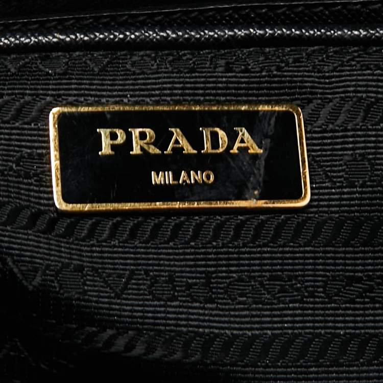 Pre Owned Prada Black Saffiano Lux Leather Large Galleria Double Zip Tote