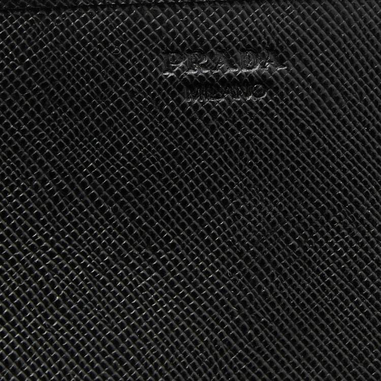Pre Owned Prada Black Saffiano Lux Leather Wallet on Chain