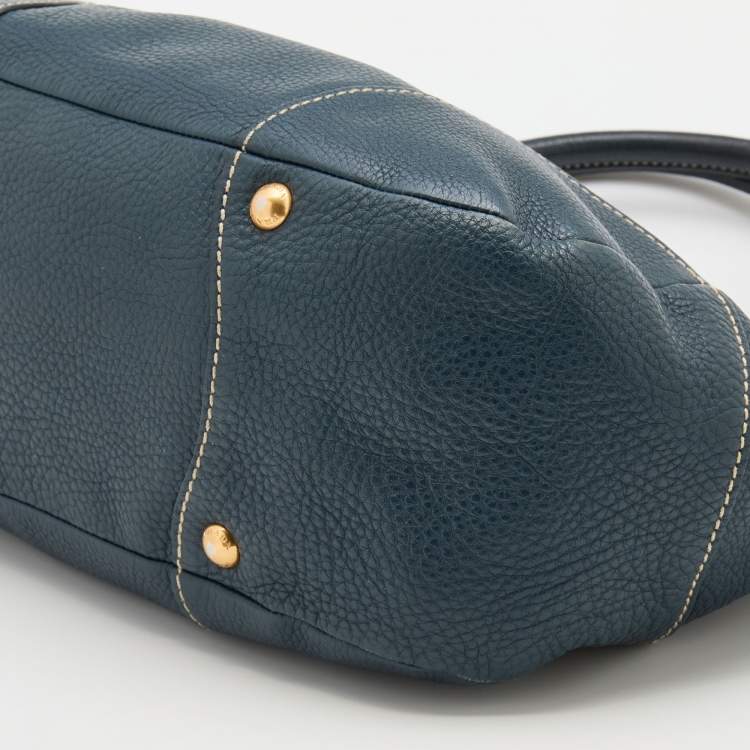 Pre Owned Prada Blue Vitello Daino Leather Tote