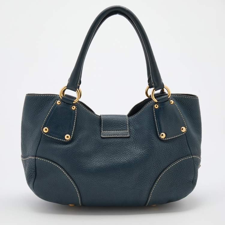 Pre Owned Prada Blue Vitello Daino Leather Tote