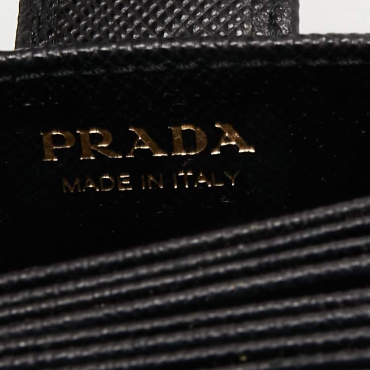 Pre Owned Prada Black Saffiano Leather 5 Gusset Card Holder