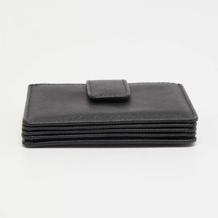 Pre Owned Prada Black Saffiano Leather 5 Gusset Card Holder