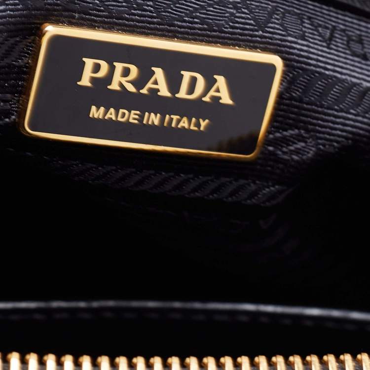Pre Owned Prada Black Saffiano Lux Leather Small Galleria Double Zip Tote